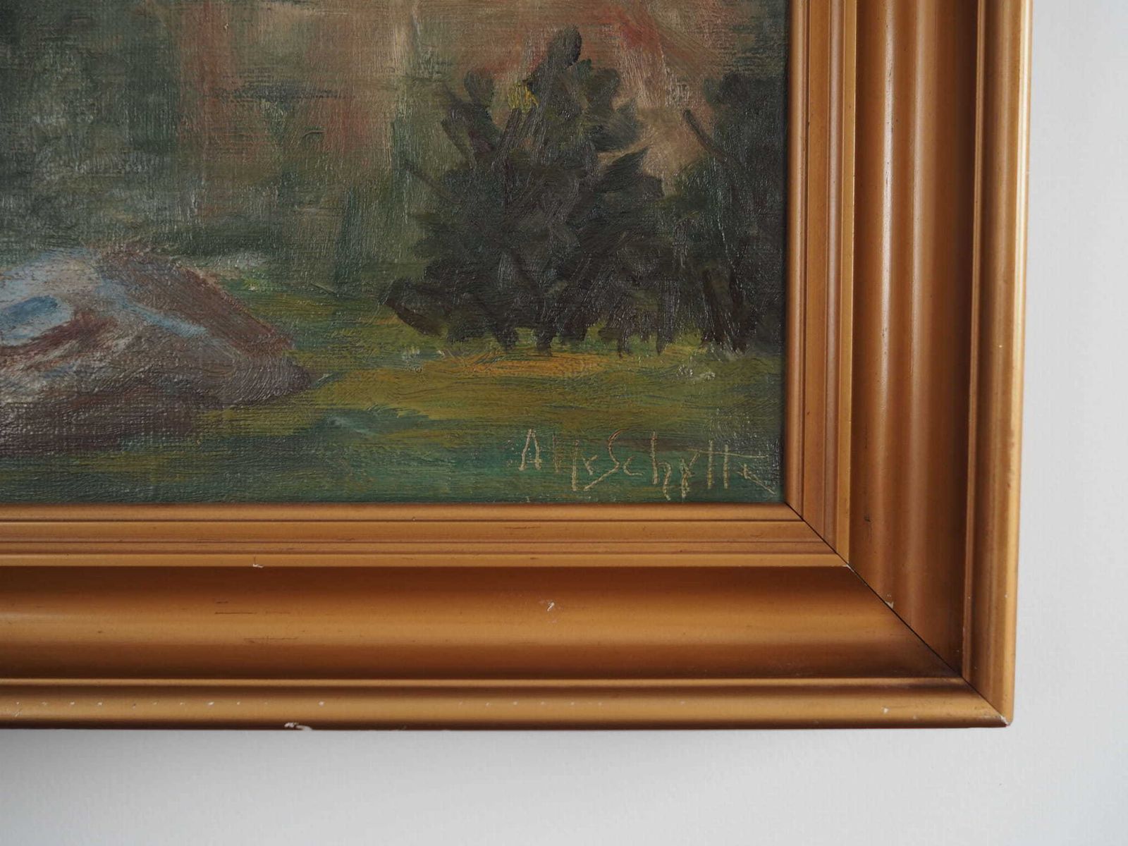 Painting "The River In The Mountains”, Scandinavian Design, 1970s photo vintage