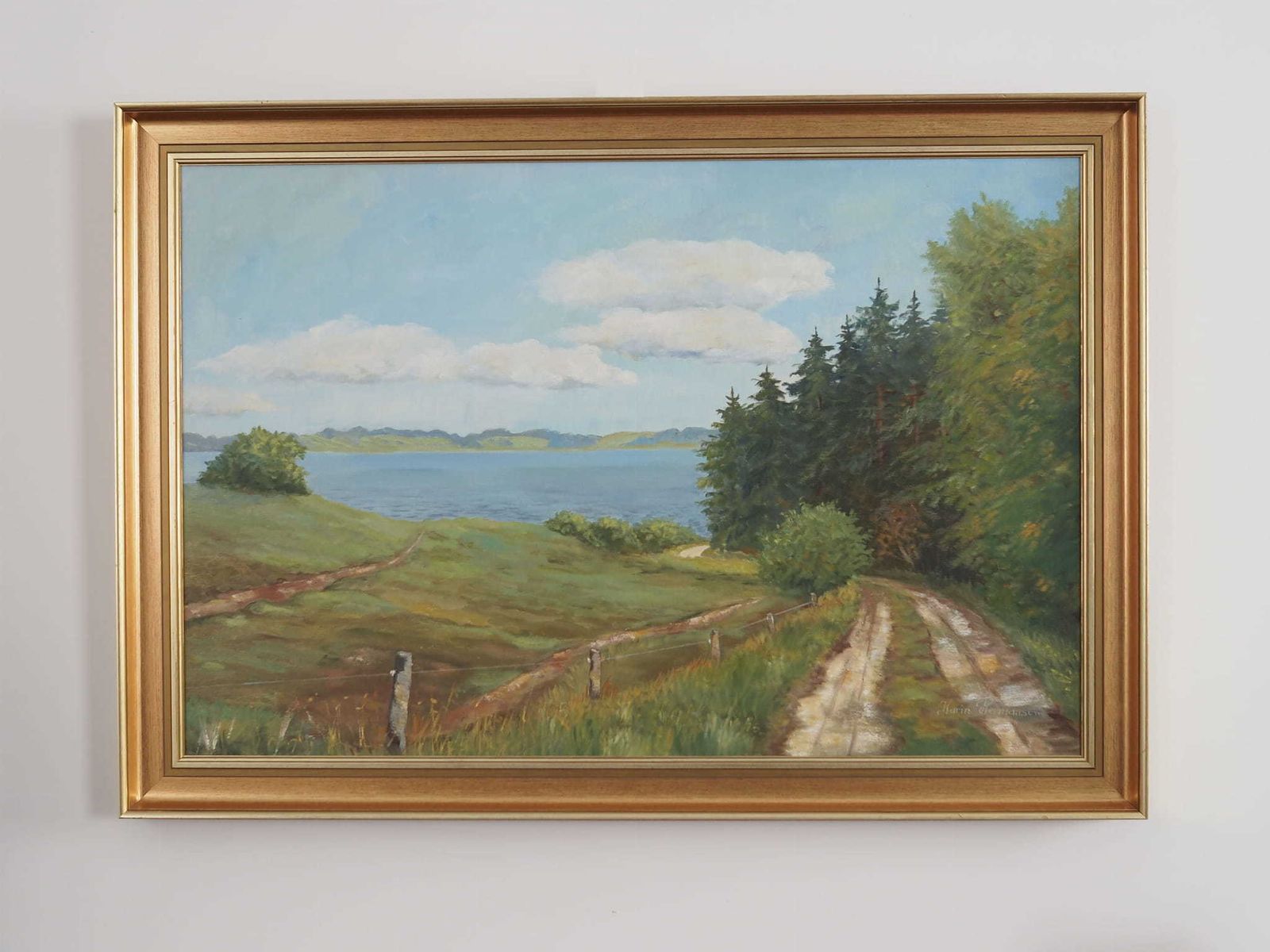 Painting „The Road To The Lake”, Danish Design, 1980s, By Karin Hermansen photo Art