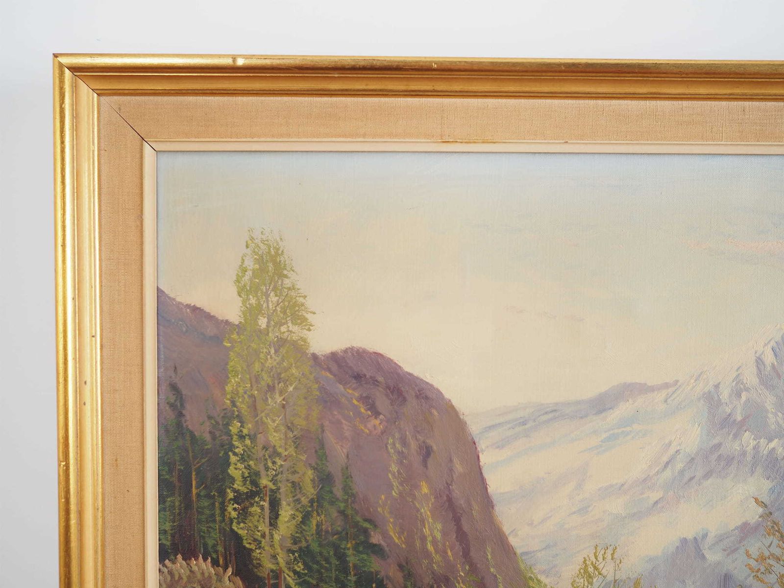 Painting „The Chalet At The Mountain Stream”, Scandinavian Design, 1970s photo vinterior