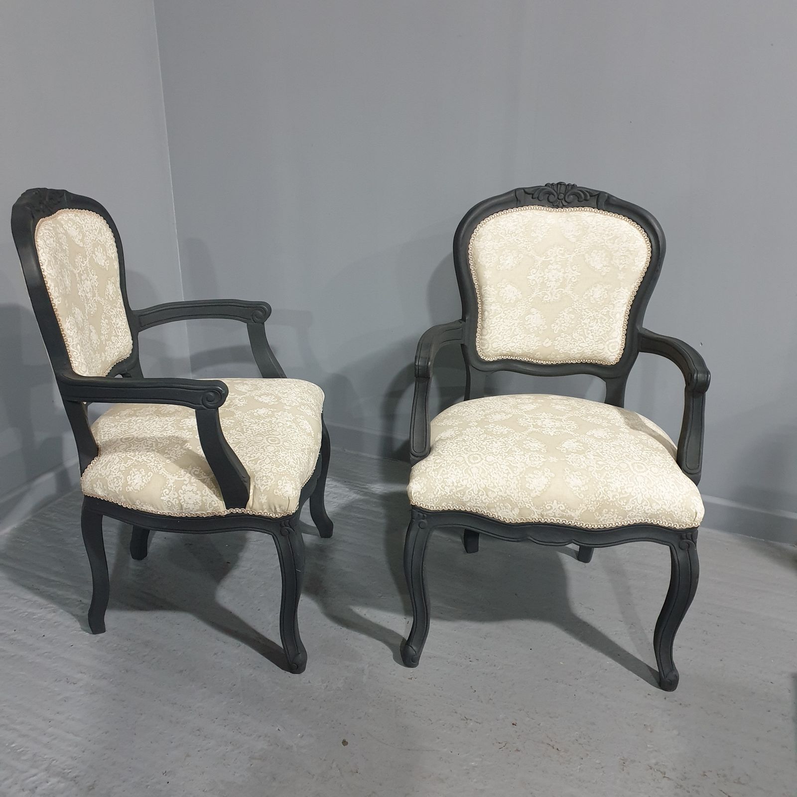 Pair French Painted Bergere Sidechairs photo for sale