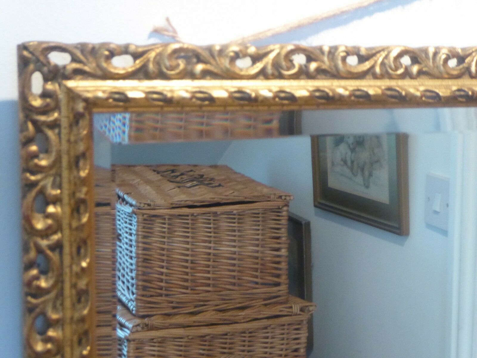 Attractive Antique Giltwood & Gesso Bevelled Edge Mirror photo for sale