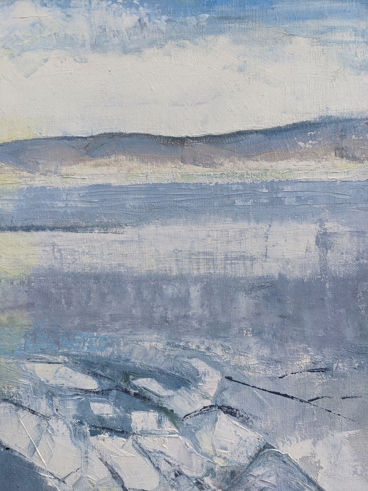 Icy Winter Oil Painting, Mid 20th Century photo Art