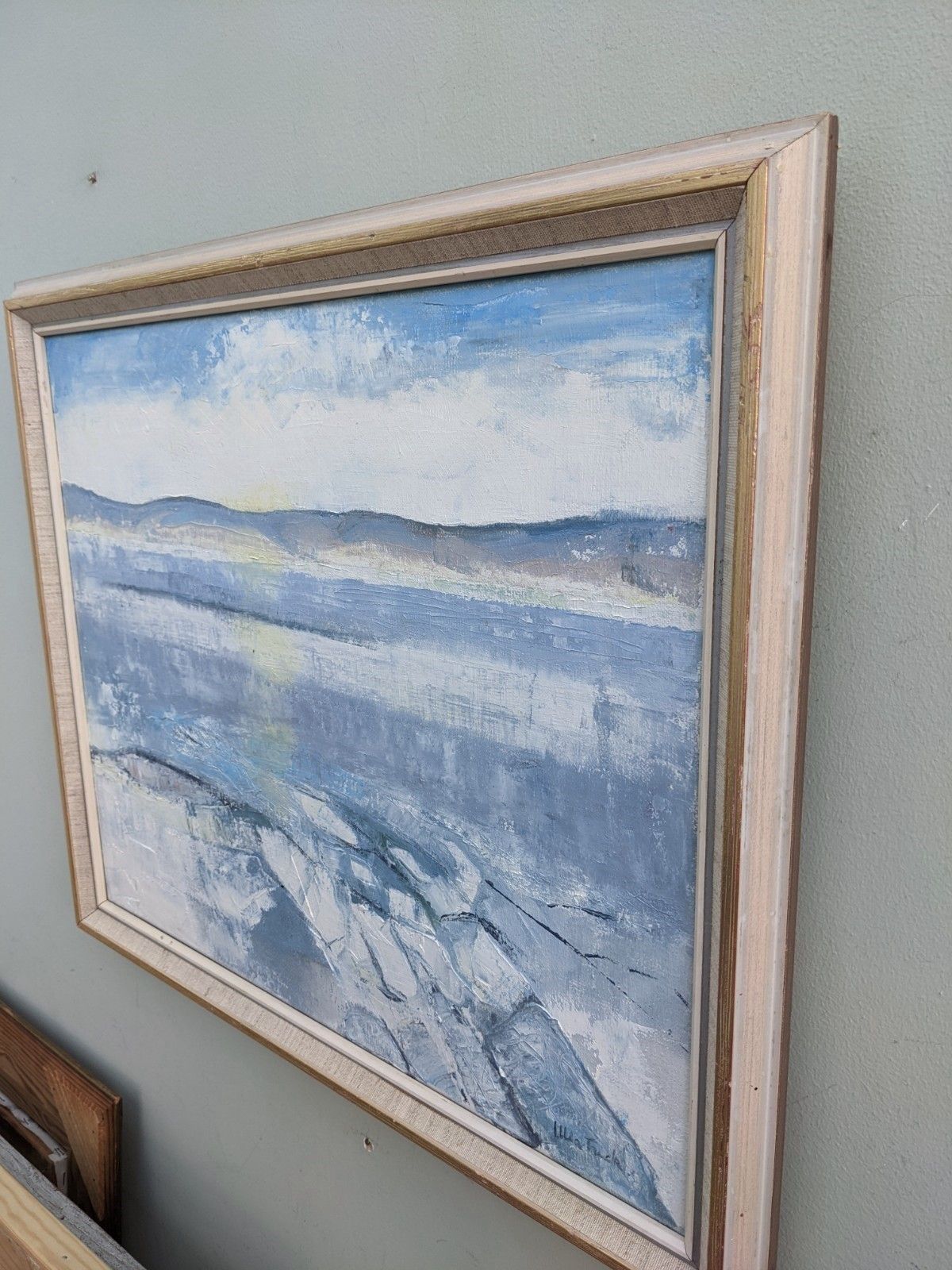 Icy Winter Oil Painting, Mid 20th Century photo vinterior