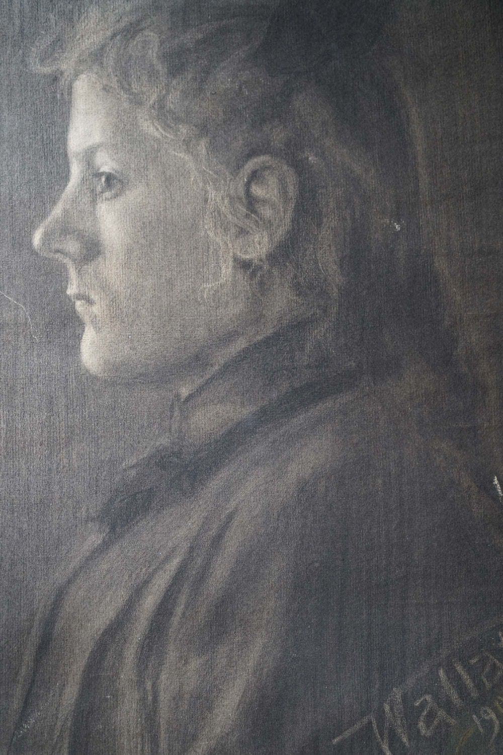 Paul Wallat (1879 1966); A Charcoal Portrait Study Of A Young Lady C.1902 photo vintage