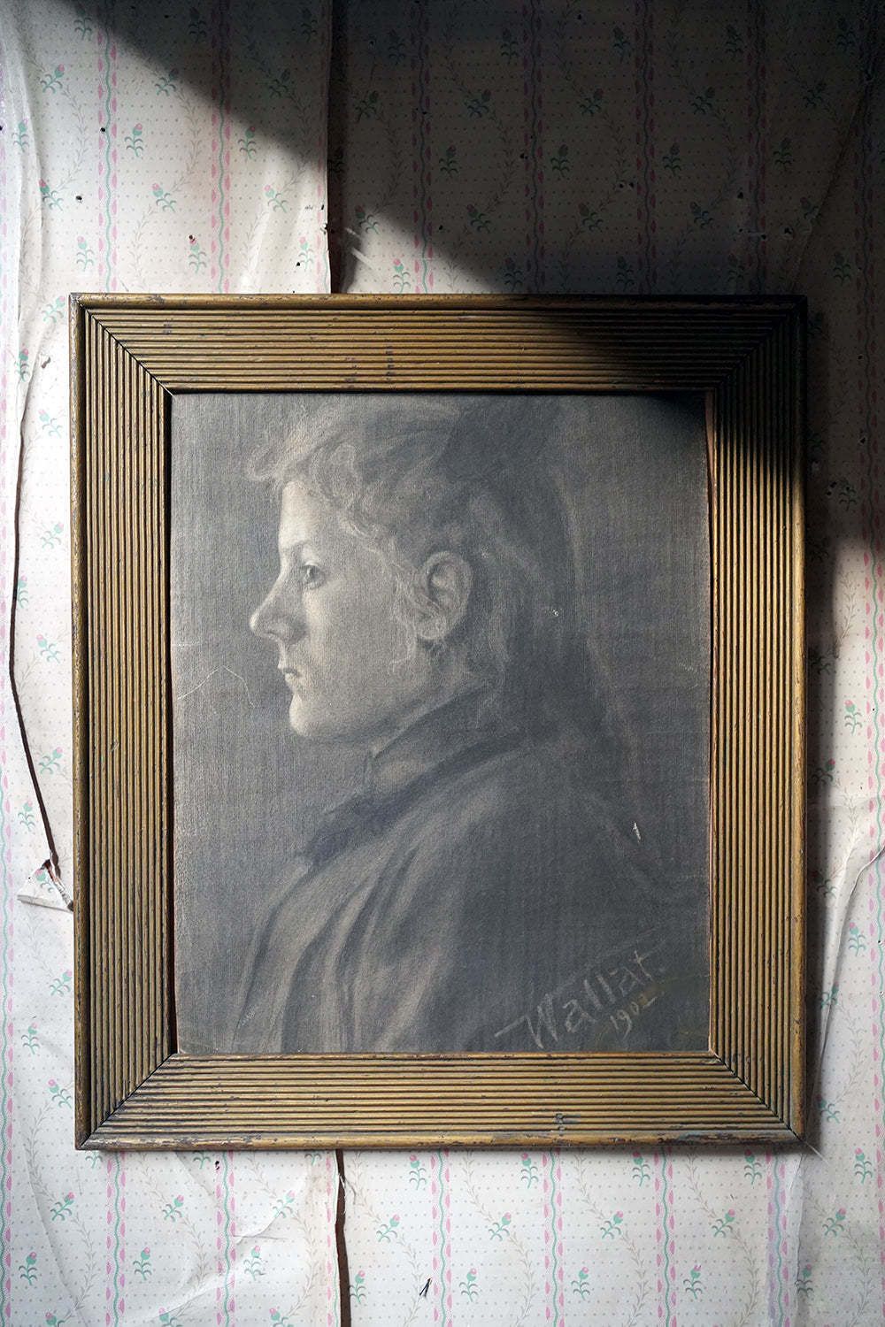 photo furniture Paul Wallat (1879 1966); A Charcoal Portrait Study Of A Young Lady C.1902