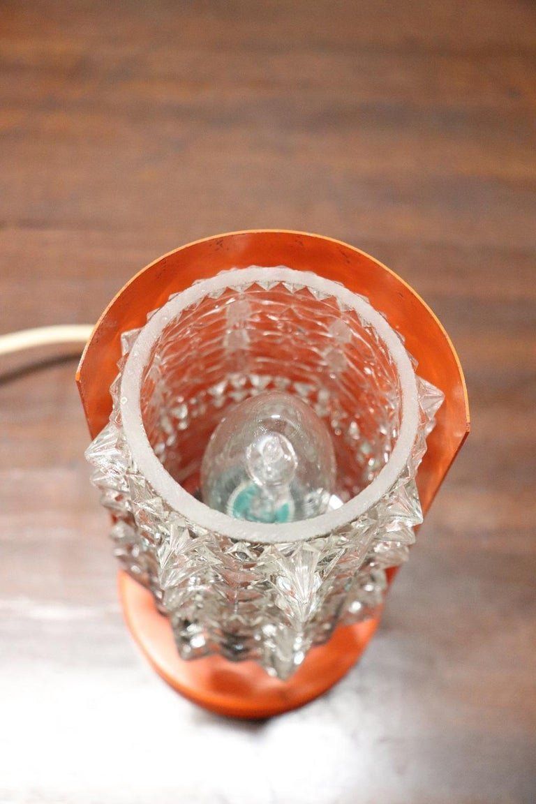 Mid Century Italian Murano Glass And Orange Metal Table Lamp, 1950s photo Lighting