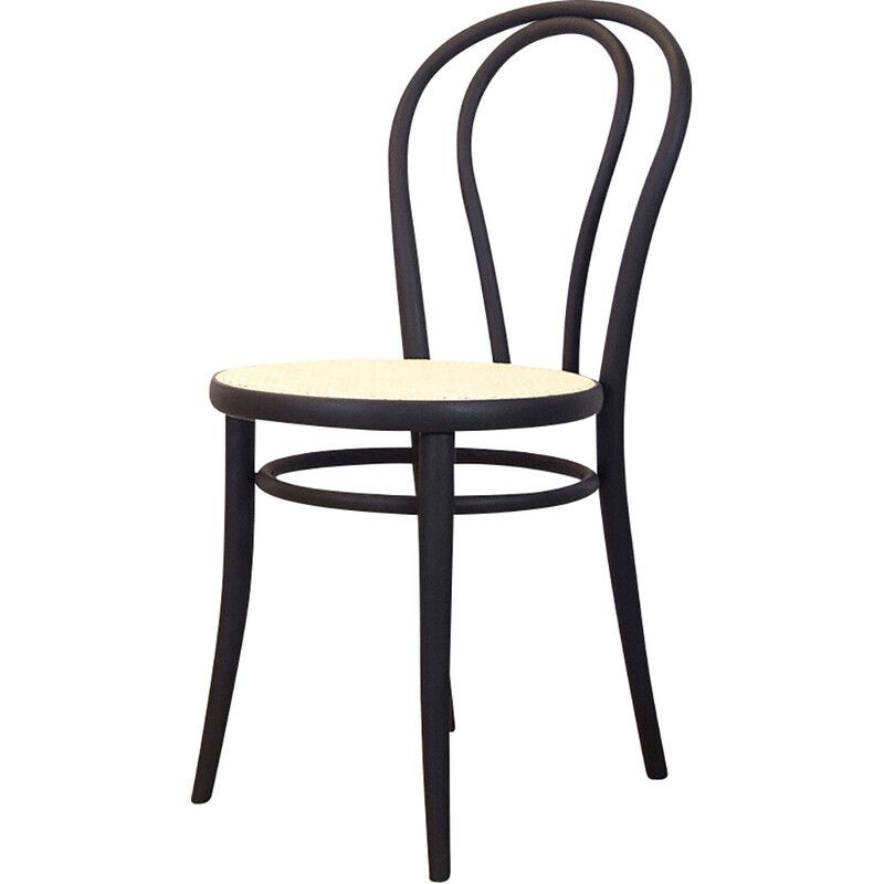 Vintage Bentwood And Woven Rattan Chair, Czechoslovakia 1960s
