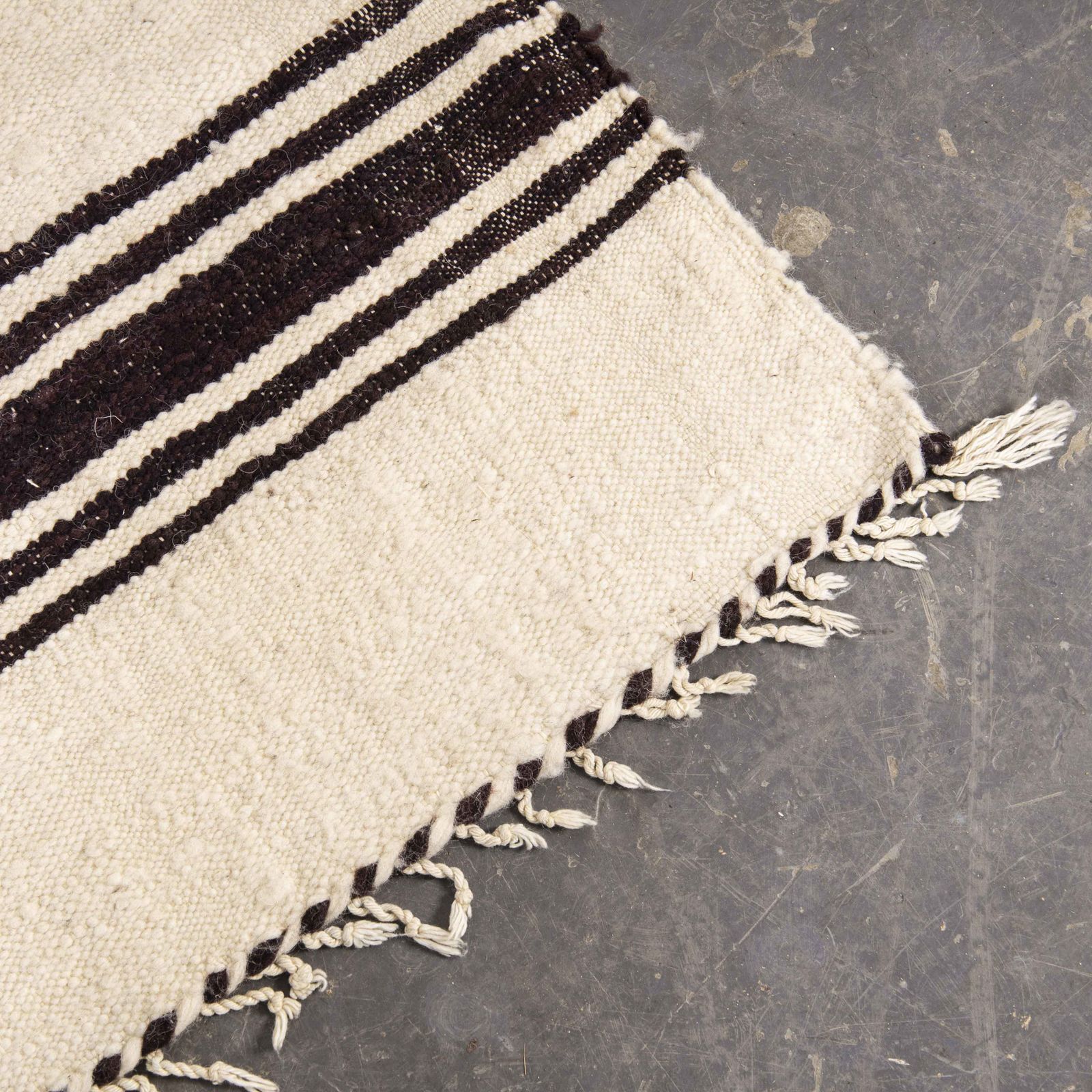 Vintage Berber Bold Monochrome Stripe Hanbel Rug photo for sale