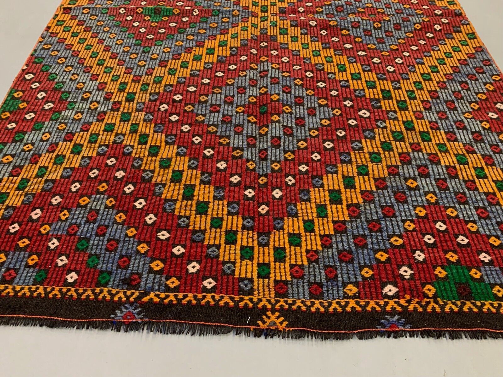 Large Vintage Turkish Kilim Rug 376x172 Cm Wool Jajim Kelim photo for sale
