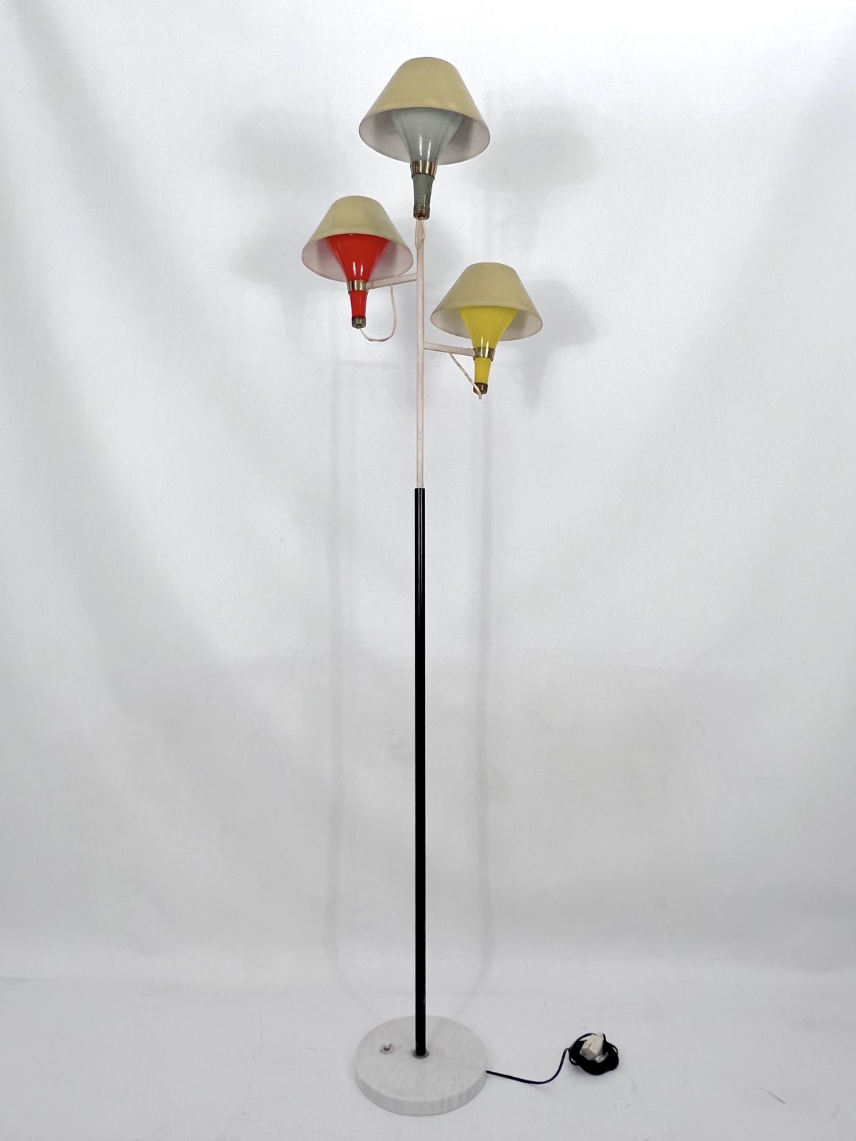 Mid Century Modern Three Arms Floor Lamp By Stilux Milano. Italy 1950s