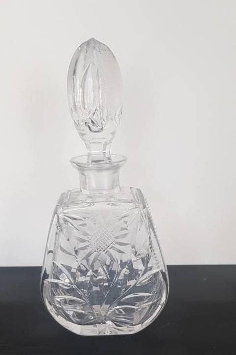 Crystal Sunflower Cut Glass Wine Whisky Spirit Decanter Stunning Stopper