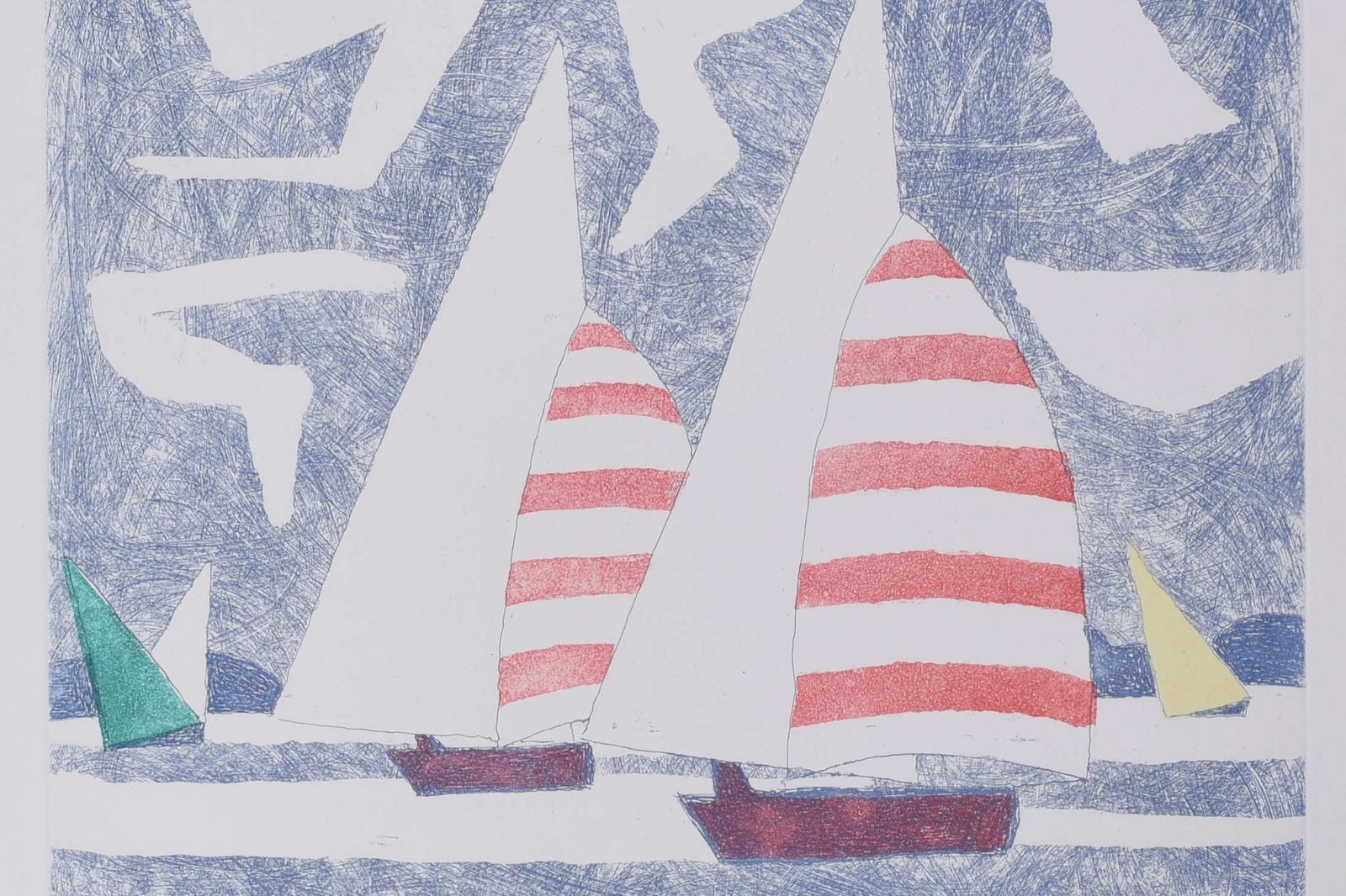Julian Trevelyan Etching: ‘Spinnakers’ Sailing Boats Modern British Art Print photo for sale