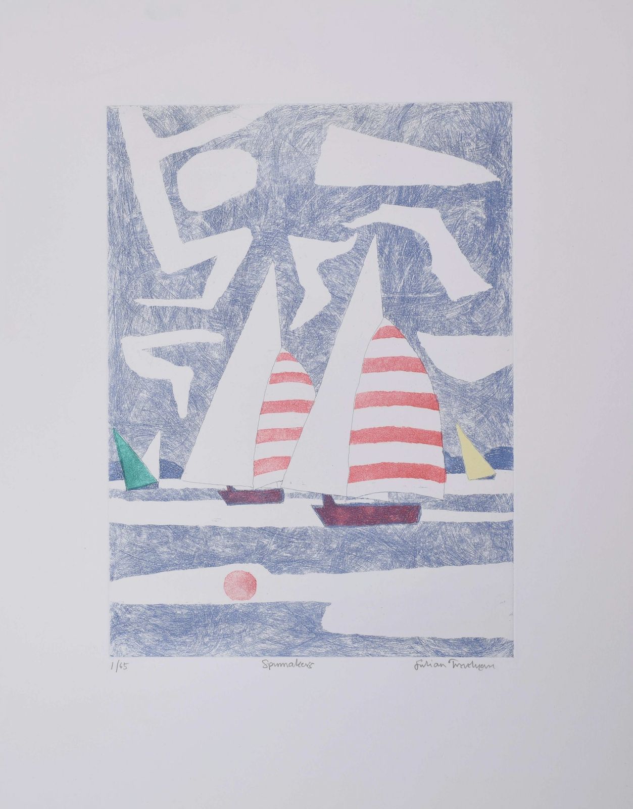 Julian Trevelyan Etching: ‘Spinnakers’ Sailing Boats Modern British Art Print photo 1950.0