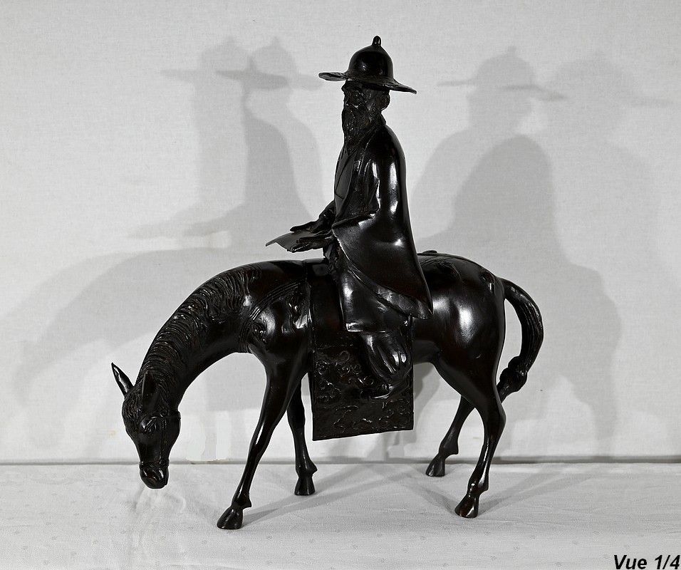 “Le Cavalier” Bronze Set, China – Early 20th Century photo Home Decor