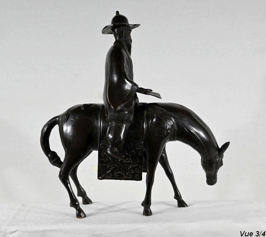 photo vintage “Le Cavalier” Bronze Set, China – Early 20th Century