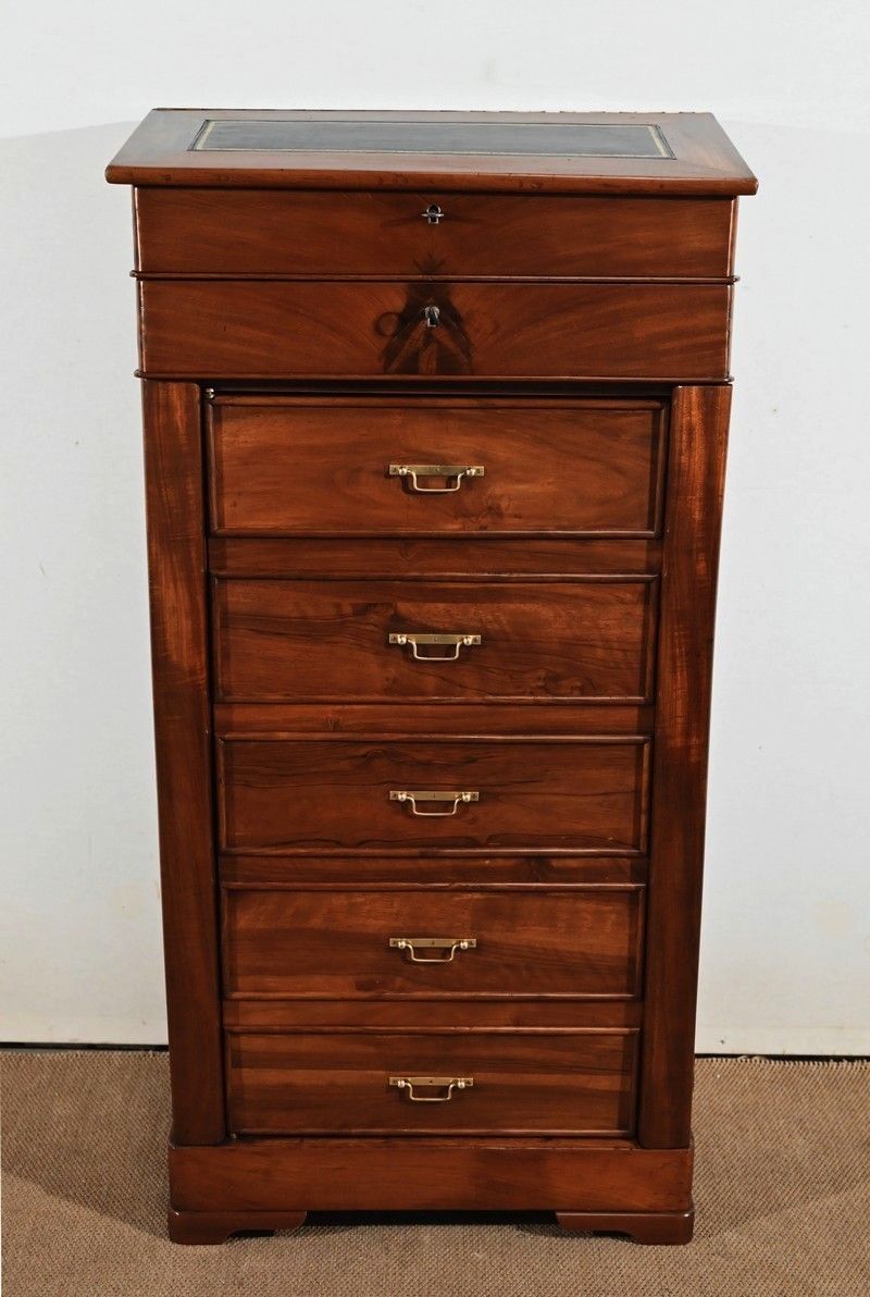 Faux Cartonnier Mahogany Desk, Restoration Period   1st Part Of The 19th Century photo vintage