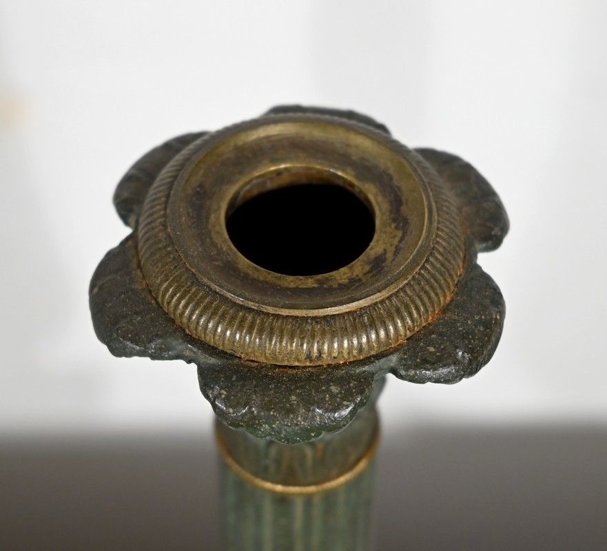Pair Of Bronze Candlesticks, Restoration Period   Early 19th Century photo Home Decor