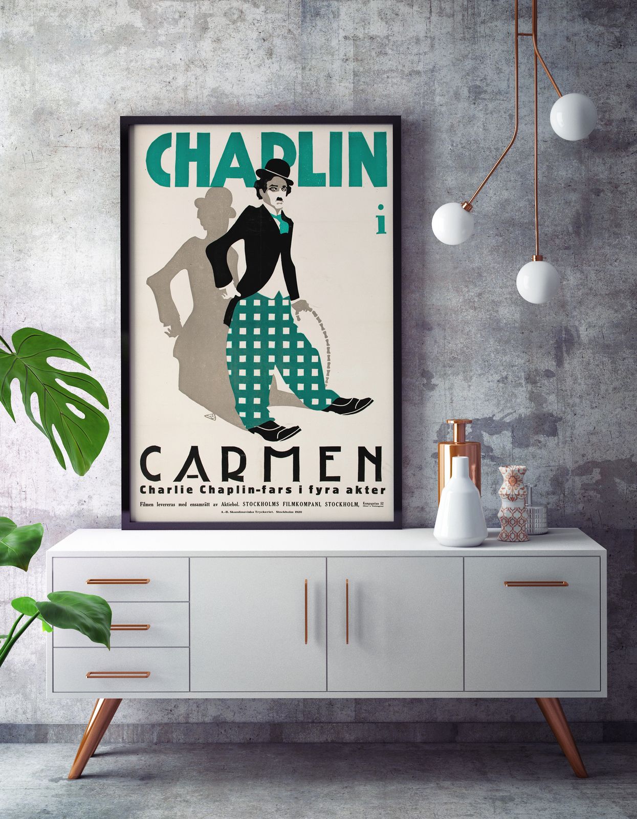 Chaplin 'Burlesque On Carmen' Original Linocut Film Poster, Swedish, 1920 photo furniture