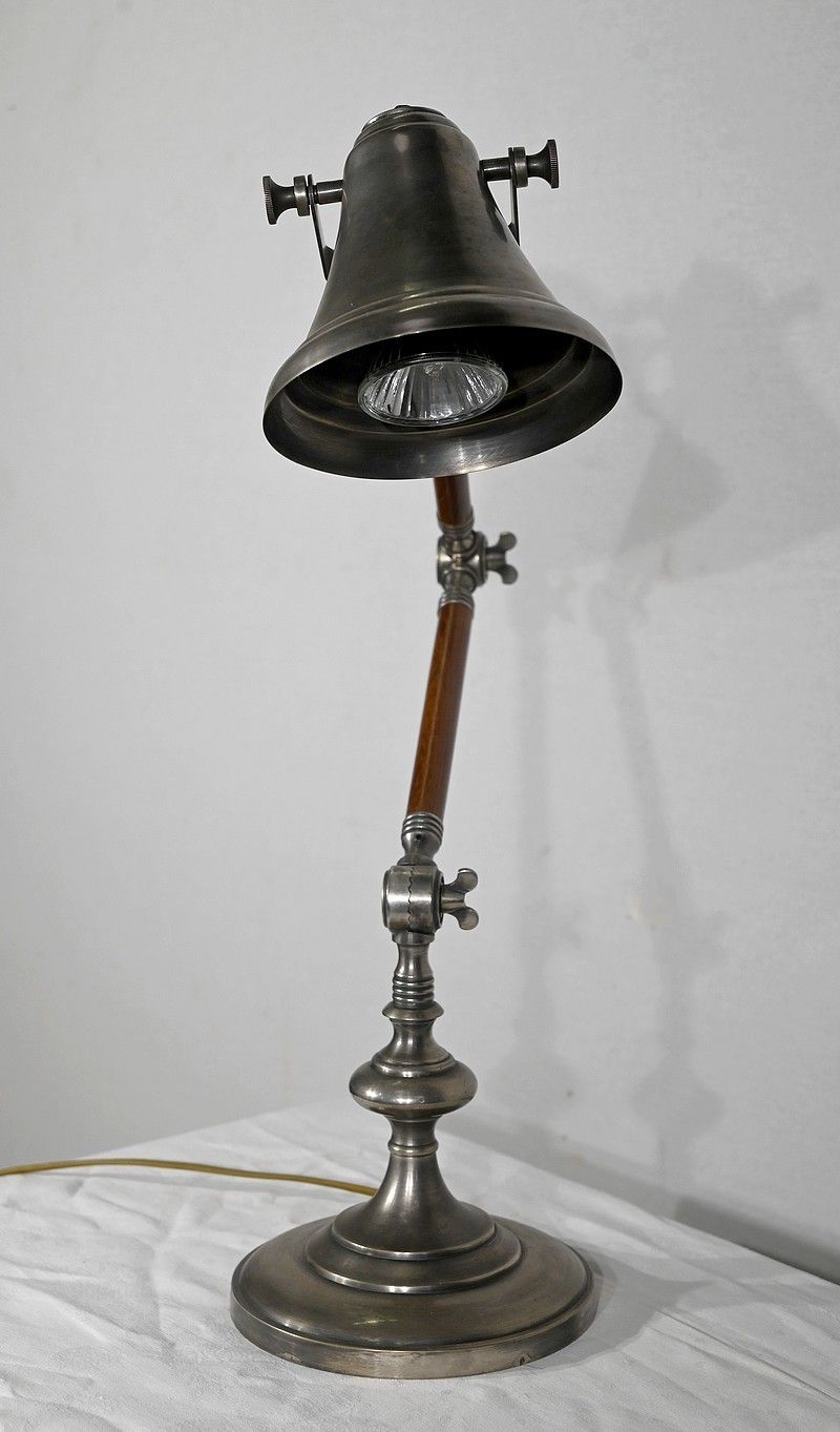 Articulated Arm Lamp In Metal And Wood, 1920s photo for sale