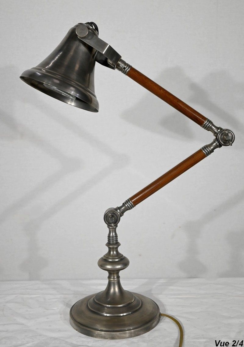Lighting Articulated Arm Lamp In Metal And Wood, 1920s photo