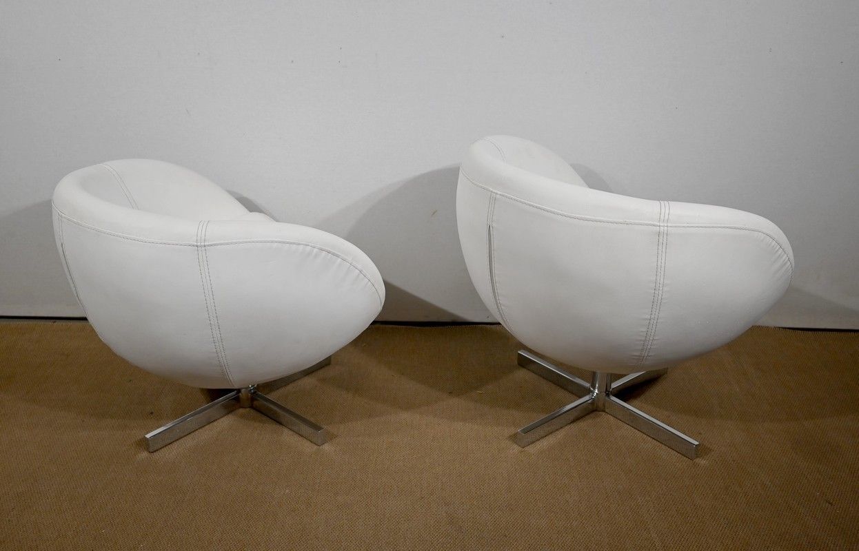 photo buy Pair Of Faux Leather Ball Armchairs, 1970s