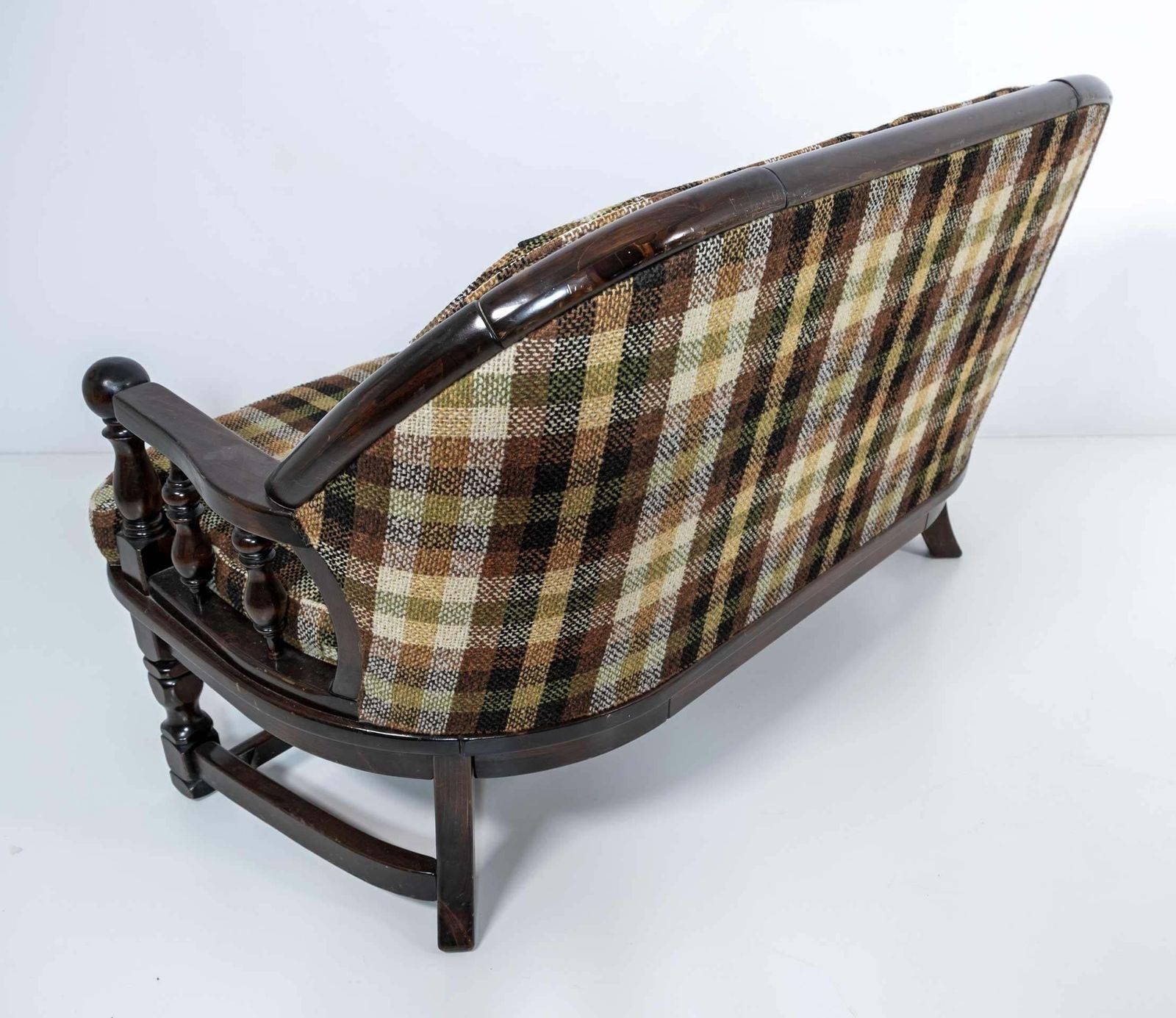 Mid Century Modern Italian Walnut And Fabric Country Sofa By Pizzetti Roma 70s photo buy