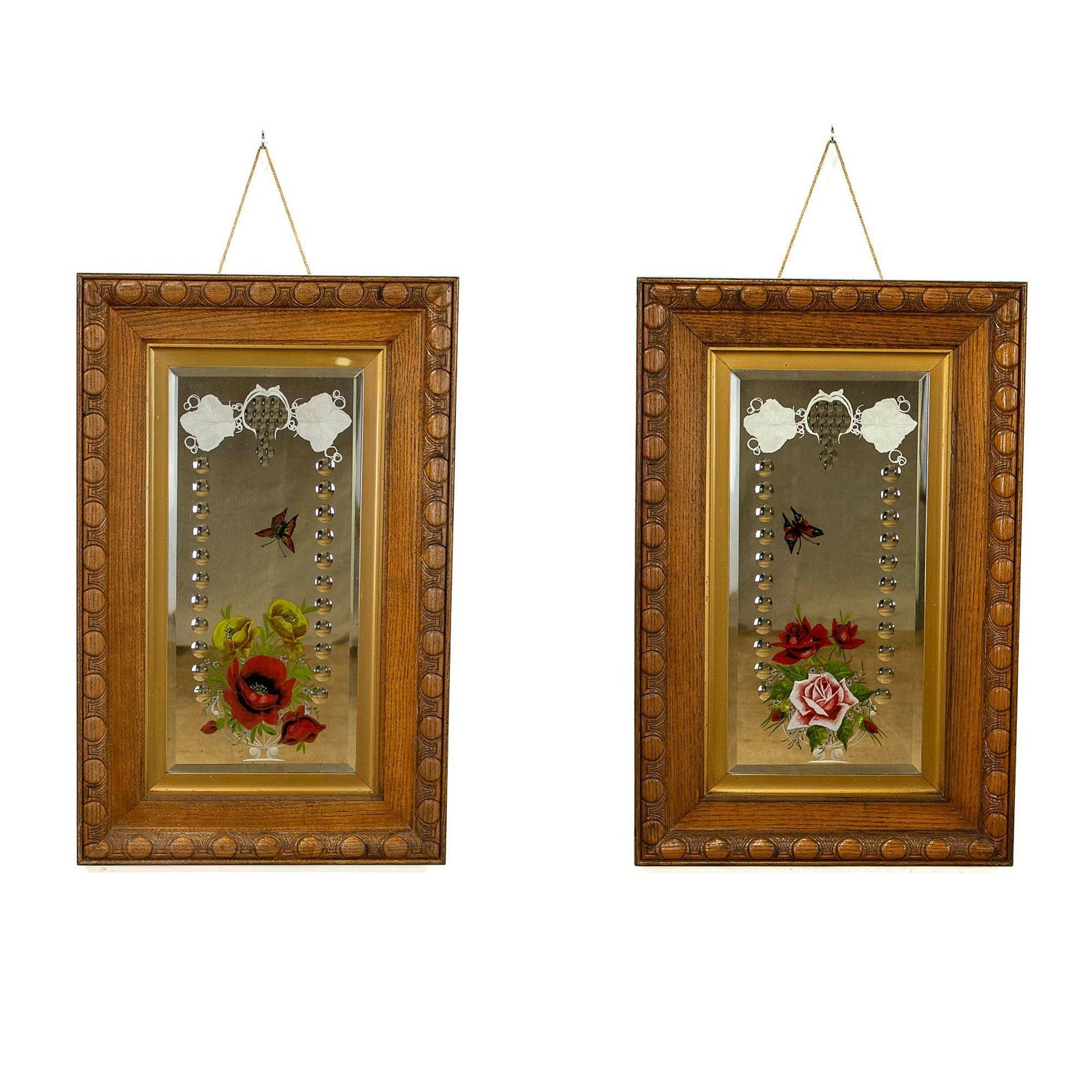 Pair Of Edwardian Antique Painted Mirrors Or Gypsy Style Mirrors photo for sale