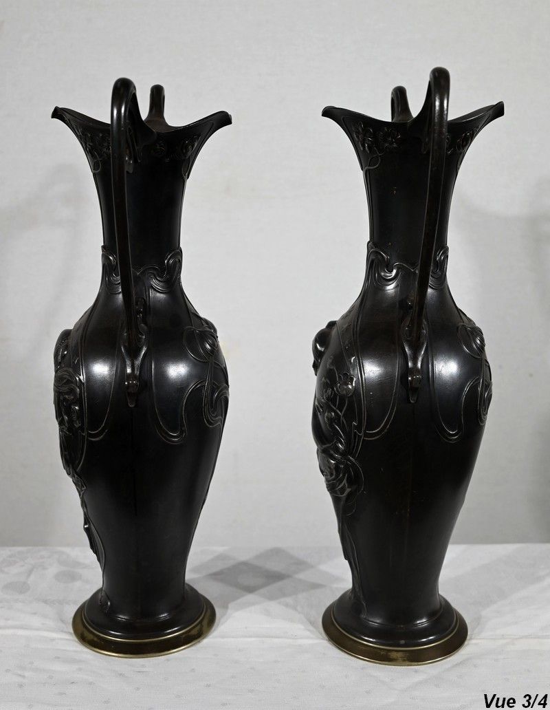 photo vintage Important Pair Of Pewter Vases, Art Nouveau   1900