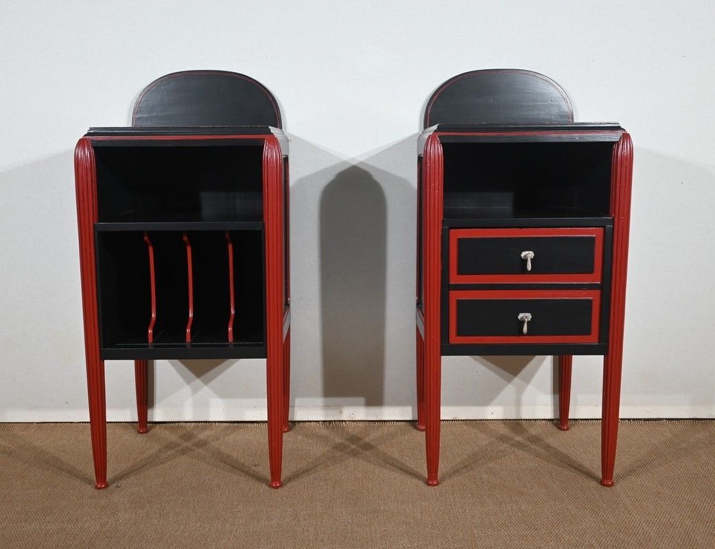 photo vinterior Rare 5 Piece Bedroom Set In Painted Wood, Art Deco   Early 20th Century