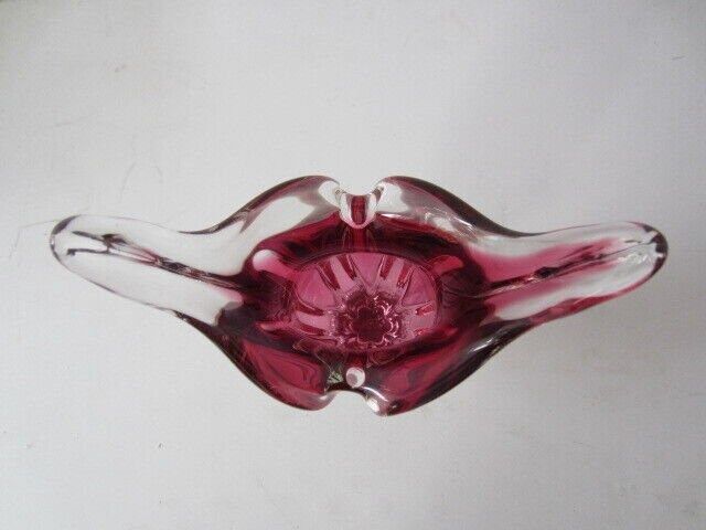 Czech Art Glass Vase Josef Hospodka Chribska Pink 1960 Rare Large And Heavy photo vinterior