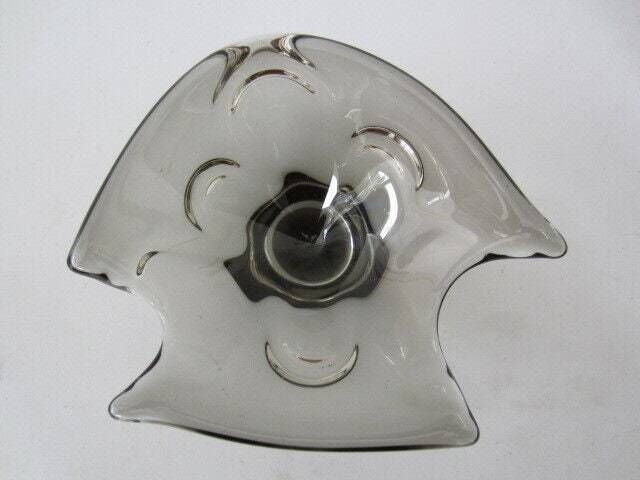 Bohemian Czech Skrdlovice Beranek Art Glass Sommerso Bowl Grey Scarce photo Home Decor