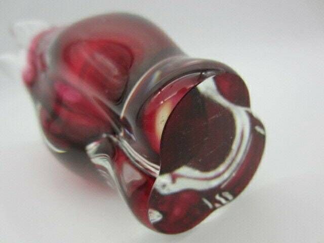 Attractive Hand Blown Chribska Sommerso Style Pink Art Glass Tulip Bud Vase photo vintage