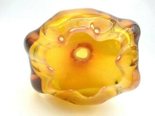 Beautiful Chribska Flower Mouth Pink And Orange Sommerso Art Glass Vase photo vintage
