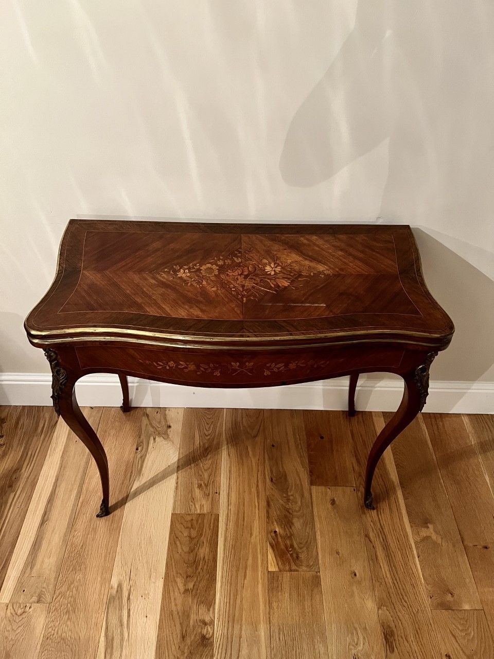 Antique French Quality Kingwood Marquetry Inlaid Ormolu Mounted Card Table photo Furniture