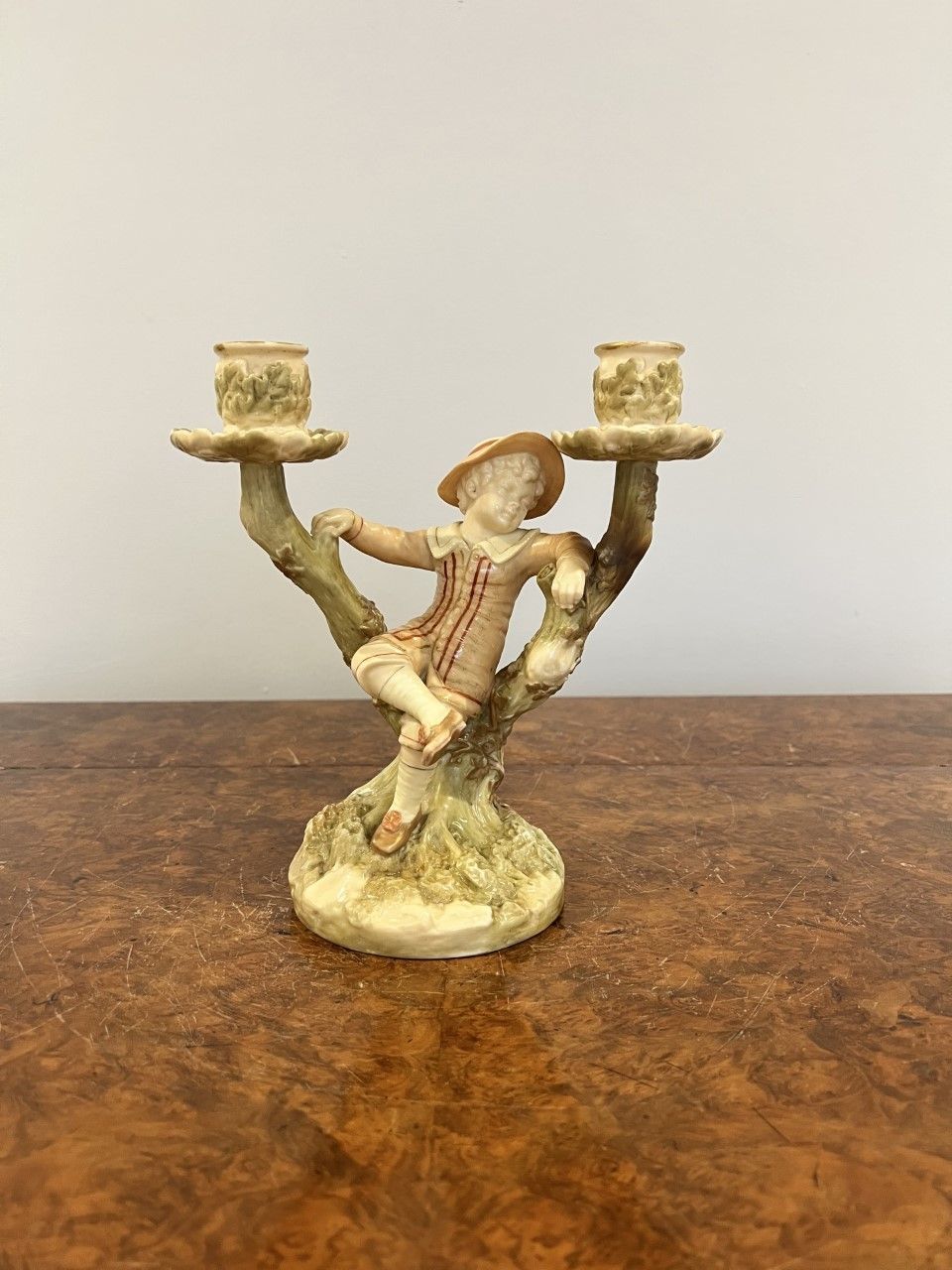 Quality Pair Of Antique Royal Worcester Hadley Candlesticks photo for sale