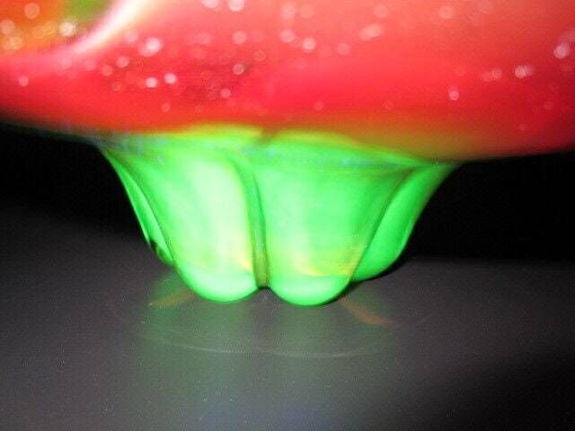 Flame Sculpture Bowl Modernist Mcm Murano Sommerso Amberina Uranium Art Glass photo furniture