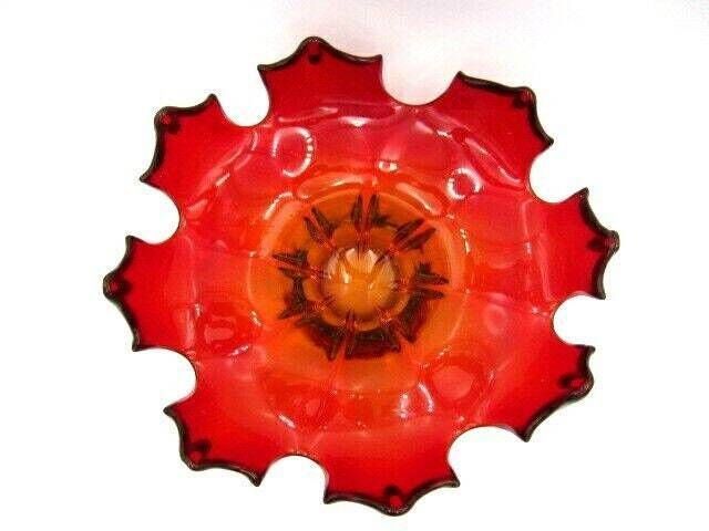 Flame Sculpture Bowl Modernist Mcm Murano Sommerso Amberina Uranium Art Glass photo vinterior
