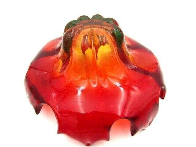 photo for sale Flame Sculpture Bowl Modernist Mcm Murano Sommerso Amberina Uranium Art Glass
