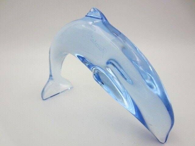 Baccarat France Blue Crystal Diving Dolphin Sculpture photo furniture