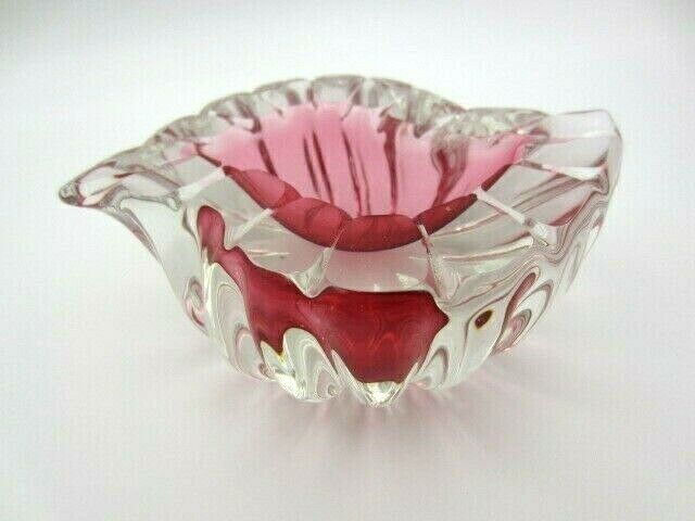 Oball Pink Teardrop Shaped Art Glass Geode Murano Sommerso Bowl photo furniture