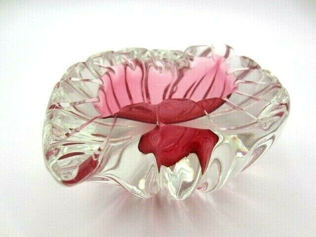Oball Pink Teardrop Shaped Art Glass Geode Murano Sommerso Bowl photo Home Decor