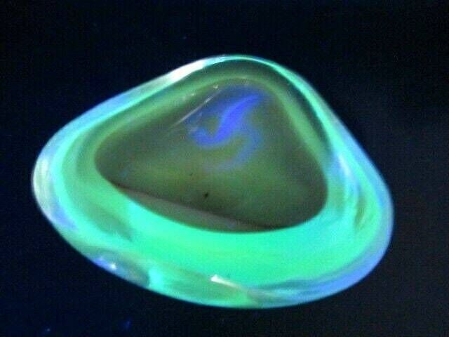 Murano Poli Seguso Turquoise Reflective Green Glow Art Glass Sommerso Geode Bowl photo for sale