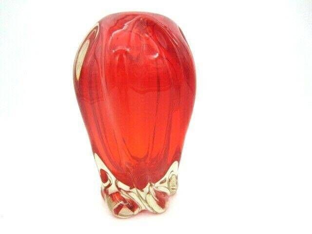 Murano Bright Red Glass Spiral Twist Vintage Sommerso Vase photo furniture