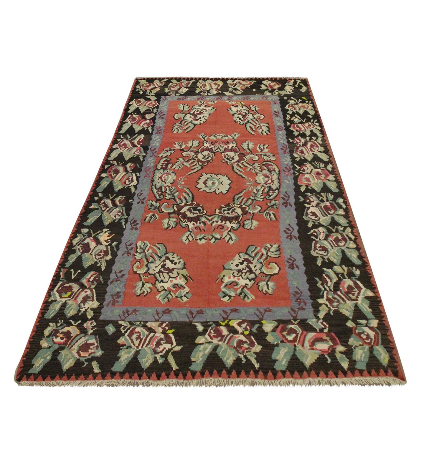 Traditional Floral Wool Kilim Handmade Rug Antique Living Room Area Rug photo vintage