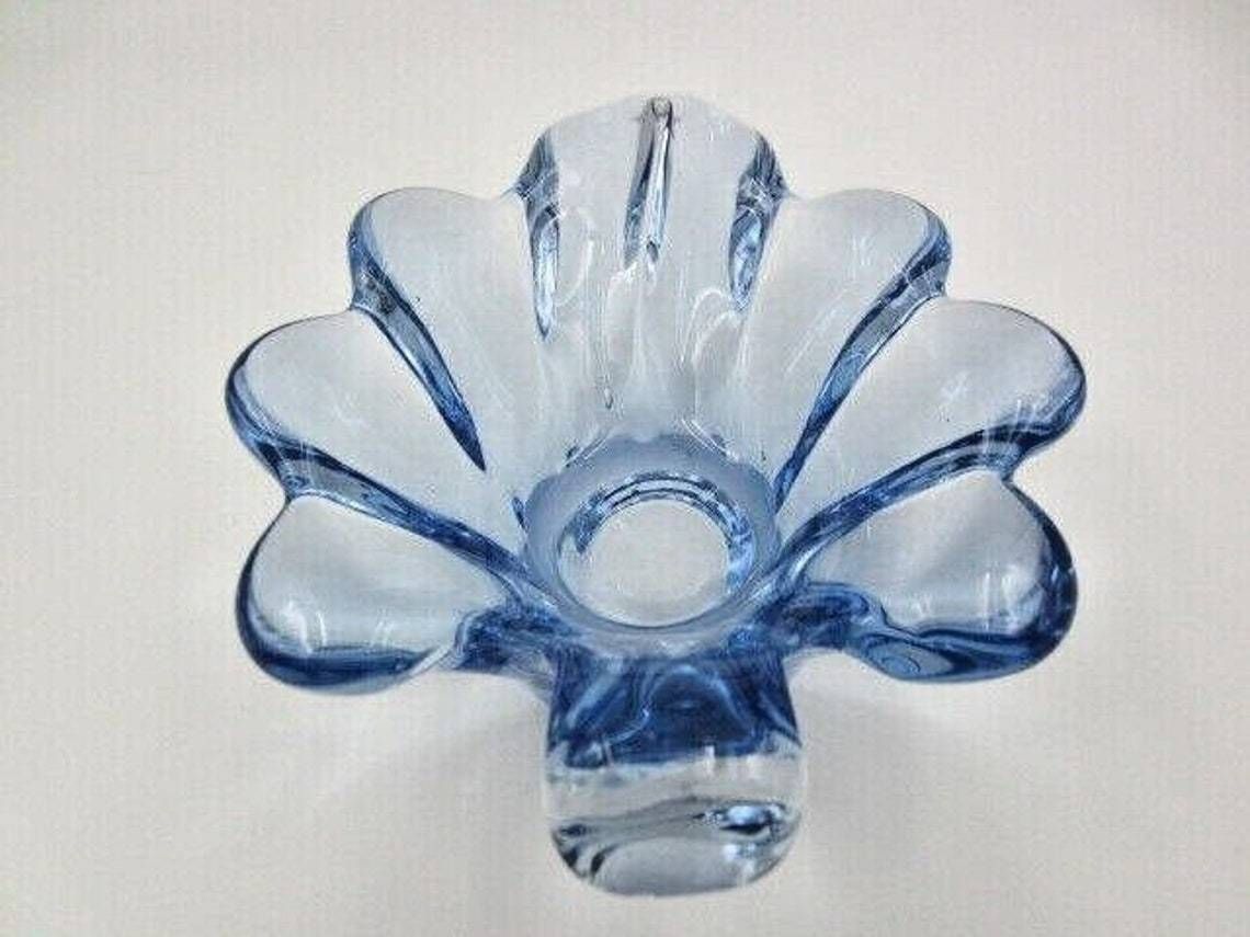Blue Mid Century Art Glass Leaf Shape Bowl Sommerso Poli Seguso Era 60’s photo buy