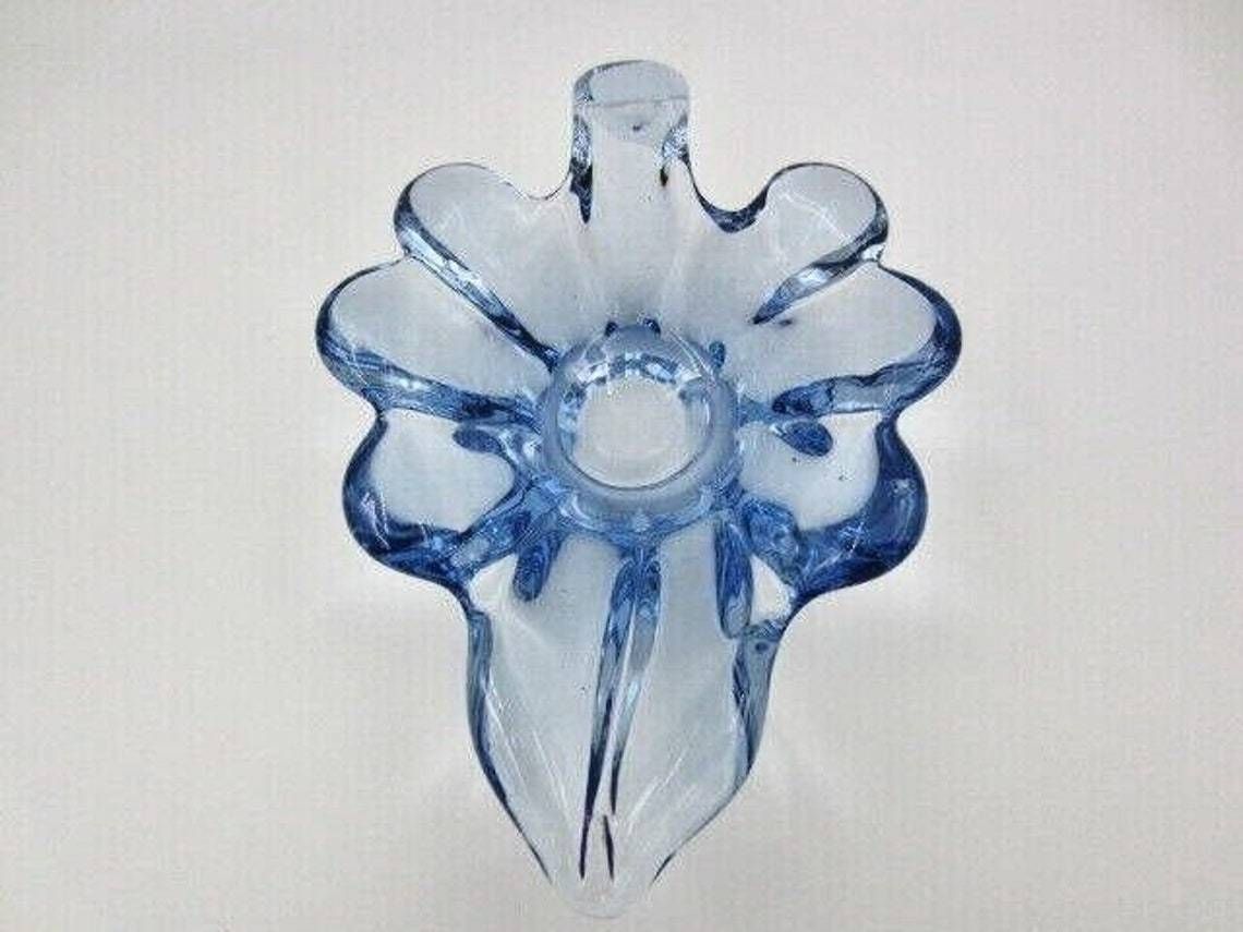 Blue Mid Century Art Glass Leaf Shape Bowl Sommerso Poli Seguso Era 60’s photo vintage