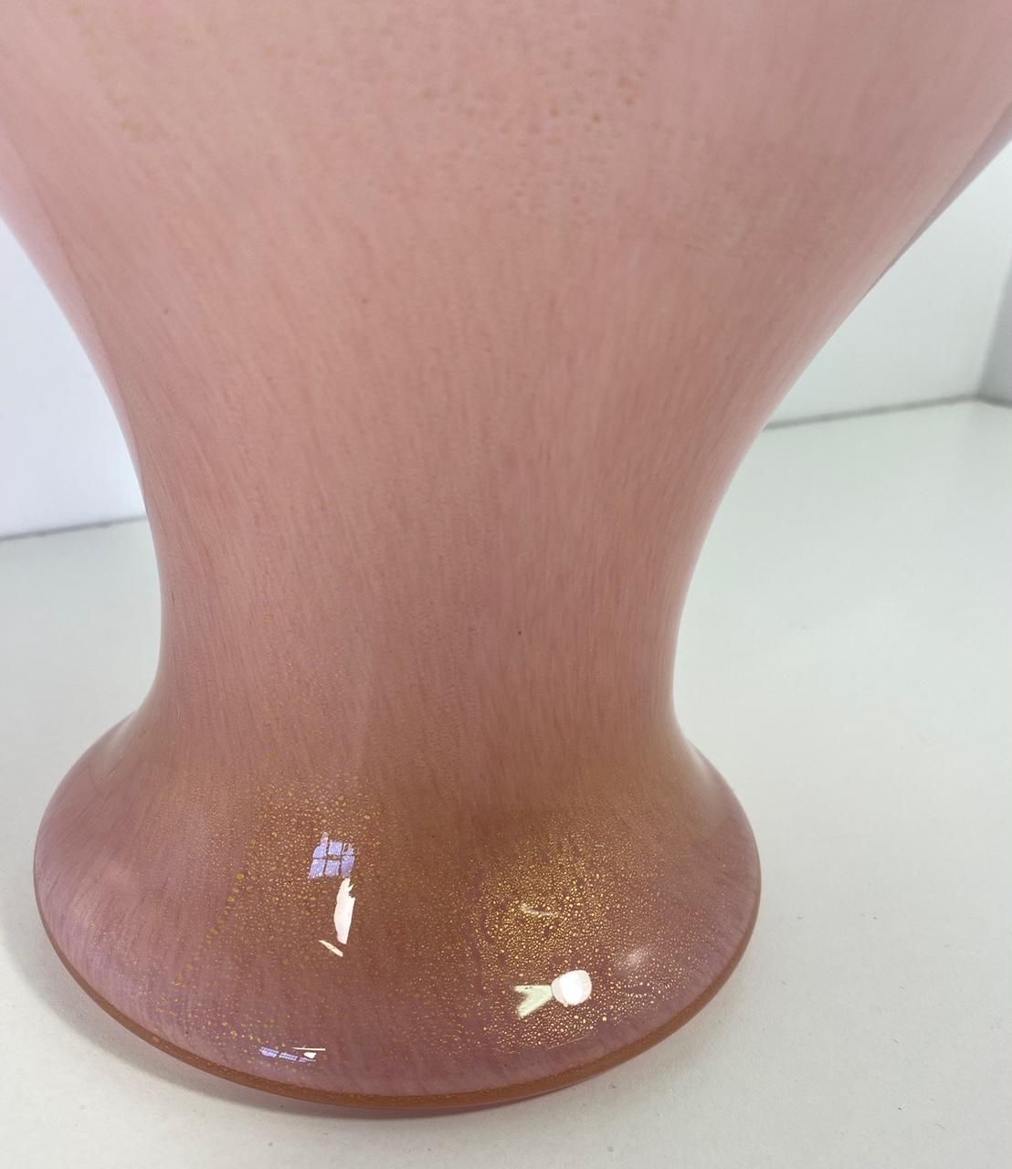 Italian Powder Pink And Gold Leaf Murano Glass Vase By Barovier & Toso photo 2192.0