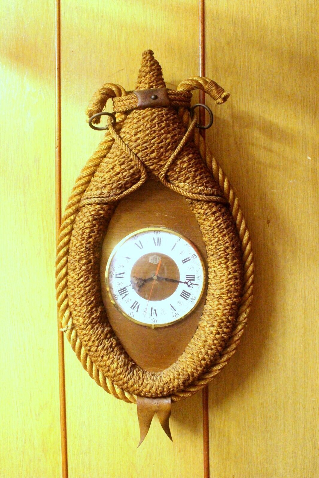 Rustic French Antique Rope Horse Collar Wall Clock  Working  Romans Number