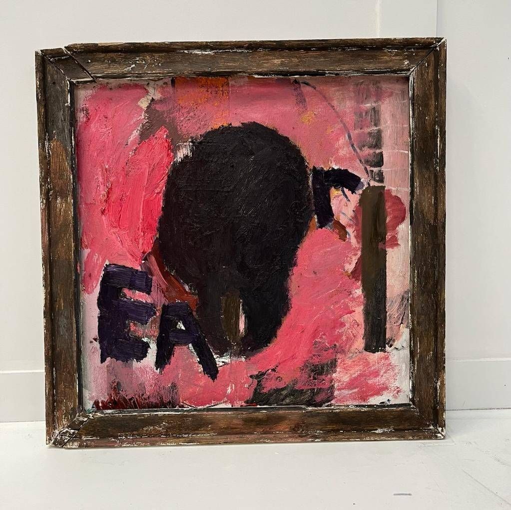 Abstract Oil Painting On Reclaimed Wood & Frame photo furniture