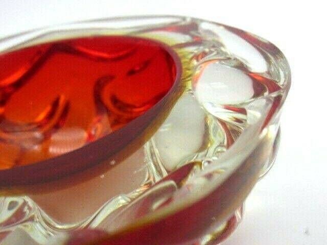 Archimede Seguso Geode Sommerso Red Art Glass Jelly Mould Geode Murano Bowl 50s photo vinterior